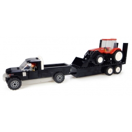 Pickup Truck with Trailer & CASE IH Tractor with Front Loader Building Block Kit