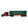 International® Lonestar® Day Cab (Red) with Skeletal Trailer & 40' Dry Goods Sea Container